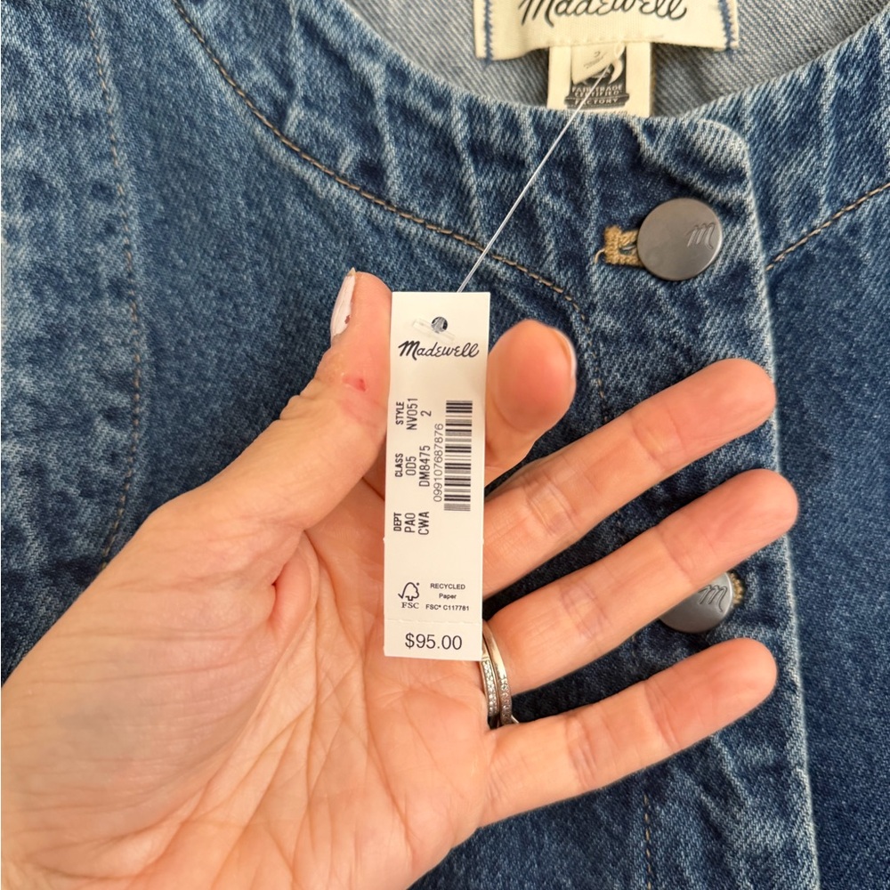 Madewell Sleeveless Denim Button-Front Vest Top - Blue - Picture 3 of 4